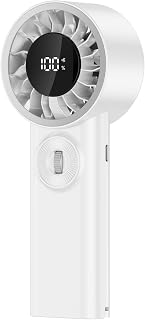 Portable Handheld Fan, 3600mAh Rechargeable Turbo Mini Personal Fan 1-100 Stepless Speed, USB-C Small Hand Fan with Smart Digital Display for Outdoor Travel (White)