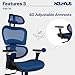 Nouhaus Ergo3D Ergonomic Office Chair Lumbar Support Mesh Office Chair with 4D Adjustable Armrest, Adjustable Headrest and Wheels, Mesh High Back Home Office Desk Chairs(Blue)