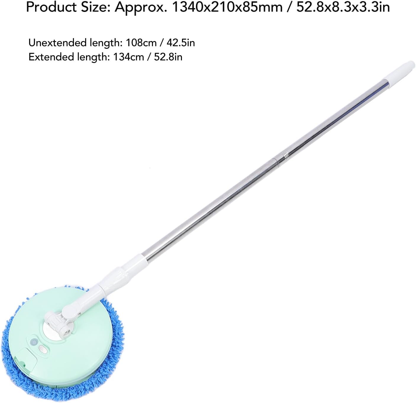 Electric Car Cleaning Brush, Telescopic Handle Cordless Cleaning Brush Scrubber Automatic Rotating Car Wash Brush Mop Cleaning Tool for Home Car Glass Tile Floor (Green)