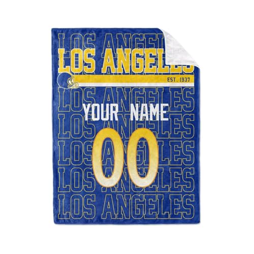 Image of ANTKING Los Angeles R Throw Blanket for Men Women Boy Custom Name and Number Gifts