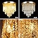 Depuley Kristall Kronleuchter Modern für Wohnzimmer: Lampe Deckenleuchte Kristalle mit Elegantem Design für Schlafzimmer Flur Küche - Gold Deckenlampe Kristall für Decke - G9-Kopf Kristall lampen