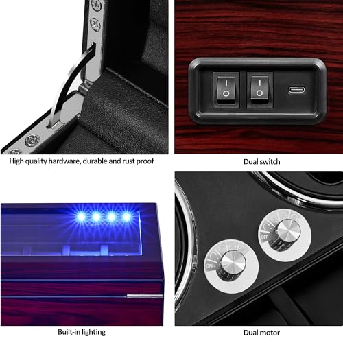 Image of ANWBROAD Automatic Watch Winder, 4 Modes Piano Paint Watch Winders with LED