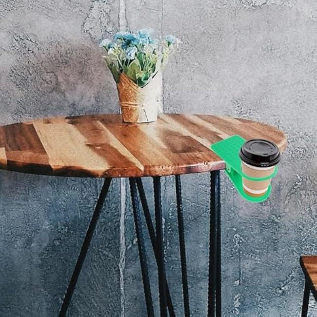 Cabilock 3pcs Portable Desk Side Cup Holder Clip, Large Clip-on Drink Holder, Water Bottle Clip Drinking Mug Clamp for Home Office Gaming Desk Tabletop, Random Color