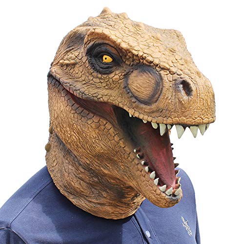 MOOBOM Máscara de cabeça de dinossauro jurássico fantasia de Halloween festa engraçada de látex másc