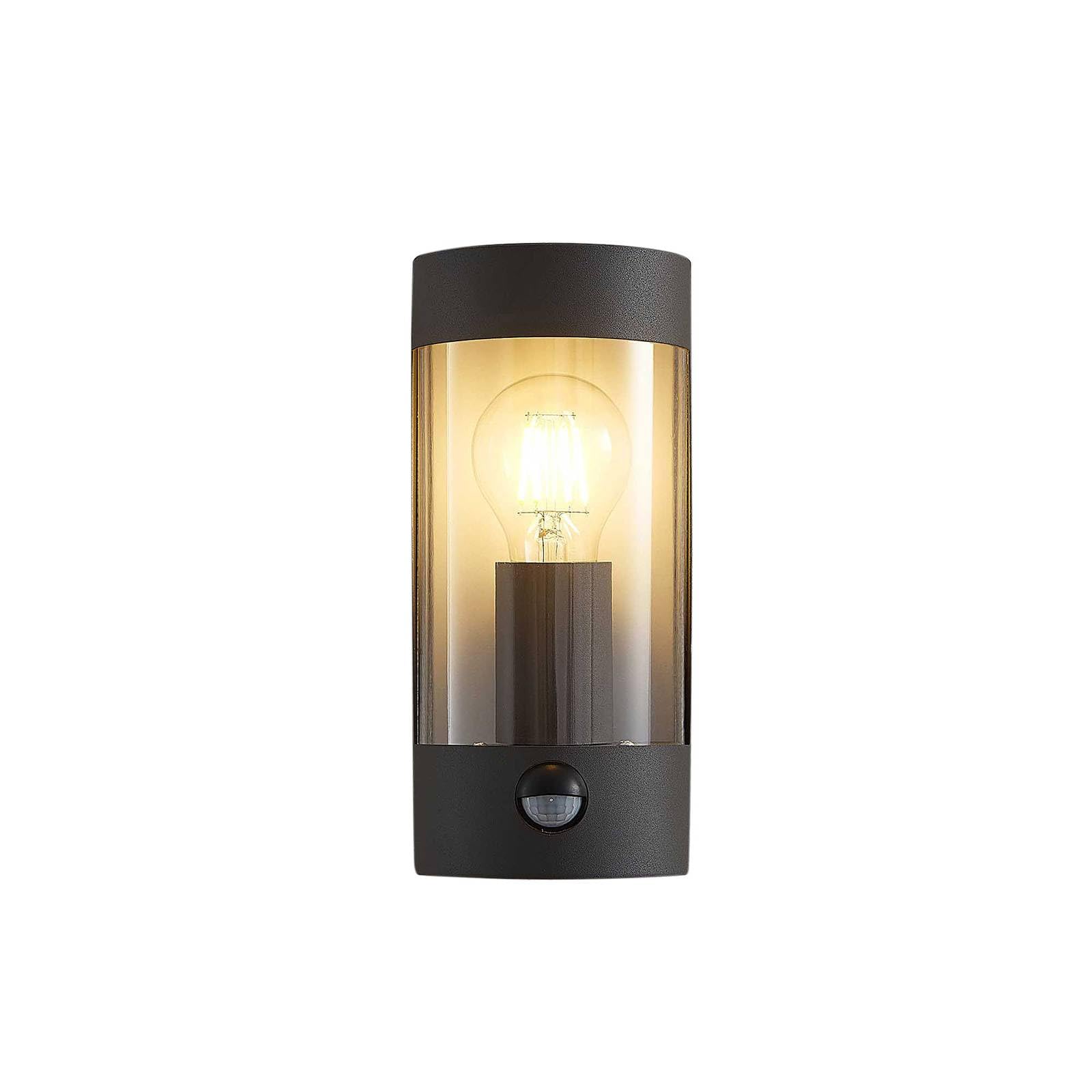 Lindby Junias Outdoor Wall Lamp, 24 Cm, Anthracite, Sensor
