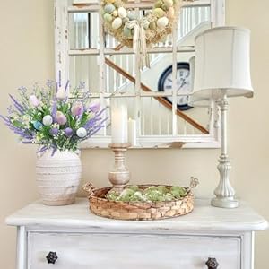 11pcs artificial easter flower 5 head tulips with eggs and fake lavender picks spring floral arrangements stems easter egg branches for home kitchen table centerpiece decorations  urban country home decor