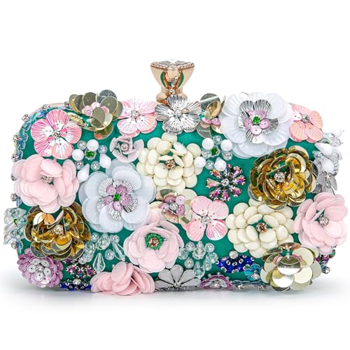 Image of BBTT.ful Women Clutches Flower Evening Handbag Chain Strap Shoulder Bag handbag Wedding bag purse