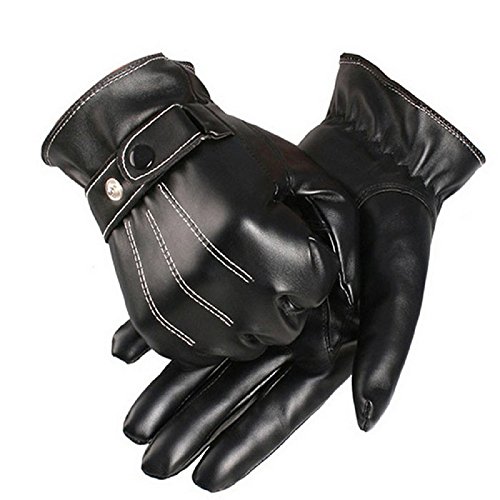 Fossen Invierno Hombre Guantes de Piel Cálidos Guantes Cachemira (Negro) Cover
