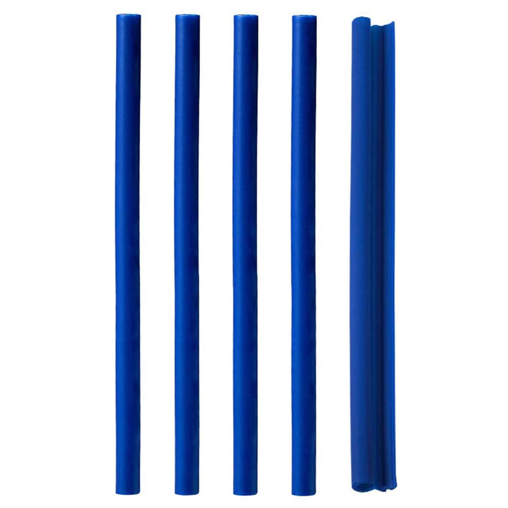 5Packs Reusable Open Silicone Straws,Snap Straw-Openable Design, Easy to Clean,Hot and Cold Compatible-Washable Reusable Flexible Collapsible Straw (Deep Blue)