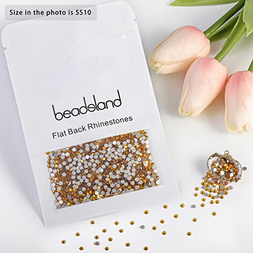 Image of Beadsland 2880pcs Flat Back Crystal Rhinestones Round Gems for Nail Art and Craft Glue Fix, Topaz,SS10,2.7-2.9mm