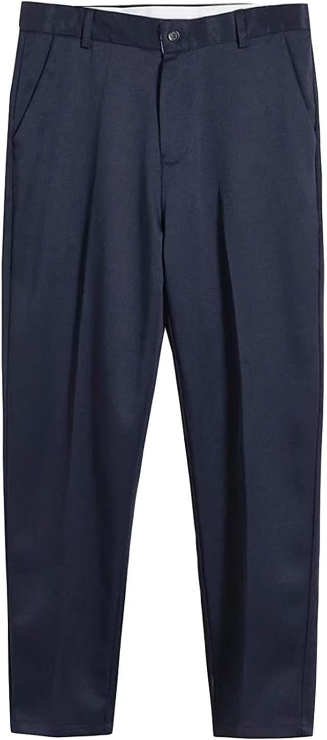 Men's Business Vertical Straight Suit Pants Classic-Fit Flat-Front Dress Pant Slim-Fit Golf Straight Pant