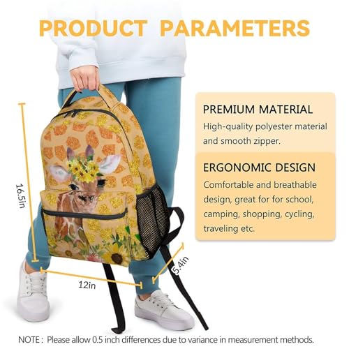 Giraffe Backpack for Girls Boys - 16 Inch Orange Backpacks for School - Fashion Lightweight Durable Bookbag for Kids3