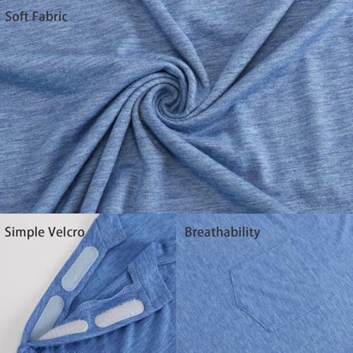Image of Unisex Post Shoulder Surgery Shirts Recovery Tear Away Short Sleeve Chemo Clothing with Stick On Fasteners, Convenient