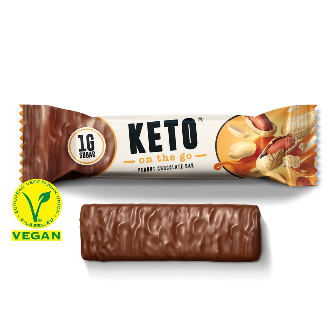 KETOFABRIK ketogene Lebensmittel - Schokoriegel | Schoko Erdnuss | 3x30g | Schokolade mit nur 1g Zucker pro Keto Riegel | Ohne Zuckerzusatz | Snack kalorienarme Süßigkeiten für Diät