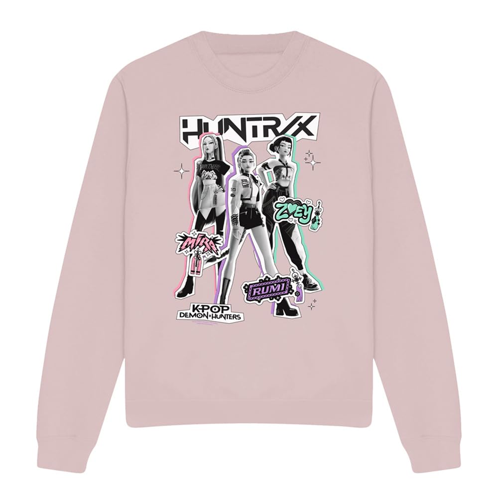 Kpop Demon Hunters Huntrix Scrapbook Poses Unisex Sweatshirt, Pink, Large