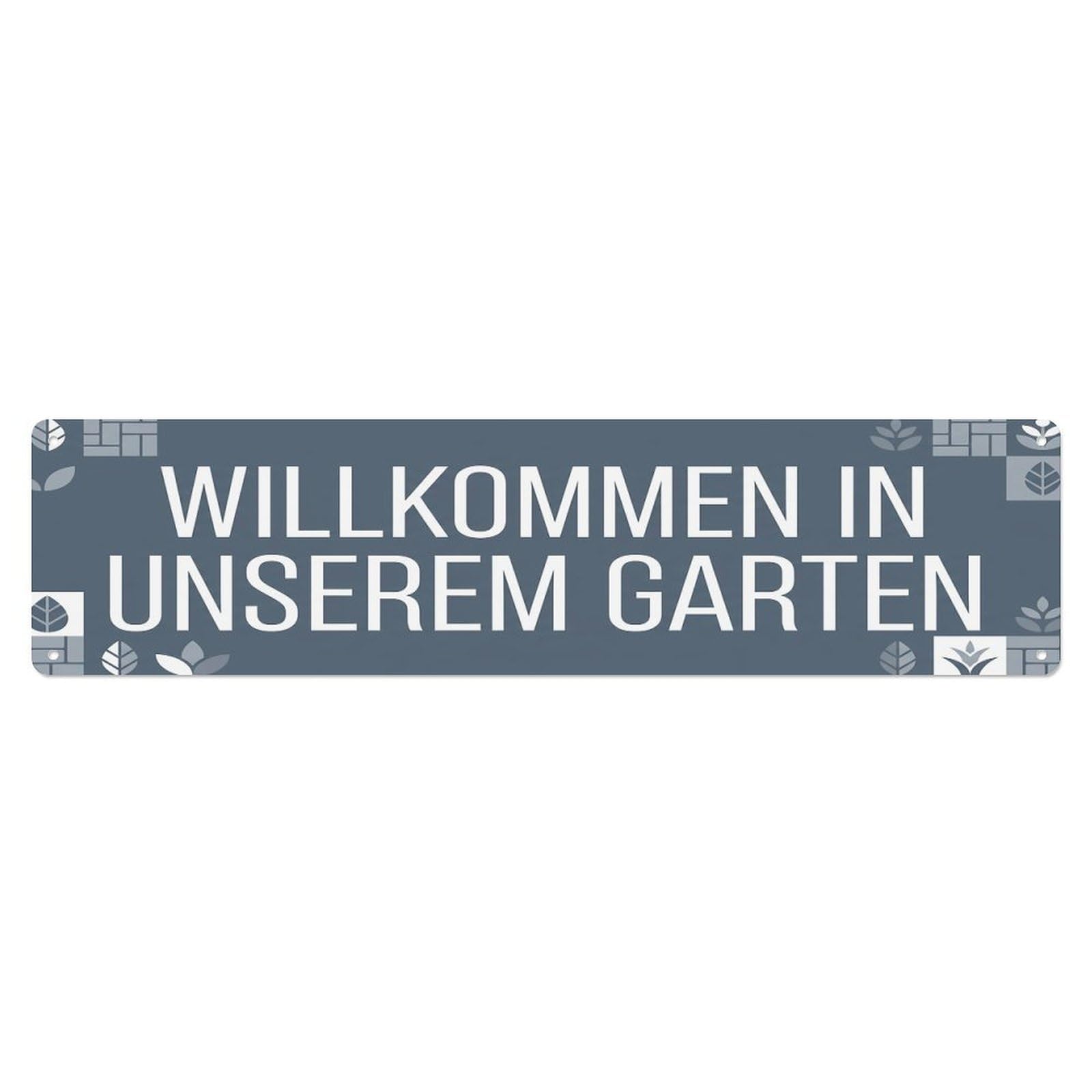 Odgynaw 4X16inch(10X40cm) Vintage Welcome To Our Garden Slate Gray Metal Tin Sign