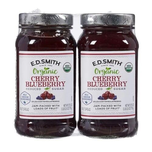 E.D. Smith Organic Cherry Blueberry, Reduced Sugar, 27.5 Ounce (2 Pack)