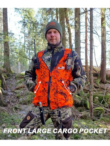Full mundur Blaze Camo Orange Jagdweste Jagd Sicherheit leichte Weste mit mehreren Taschen für Erwachsene Unisex