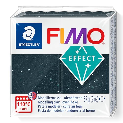 STAEDTLER 8010-903 FIMO Effect - Arcilla de modelado polimérica endurecida al horno, granito negro piedra (1 bloque de 57 g)