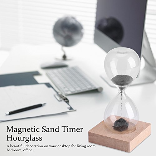 Aigid Hourglass - Magnetic Sand Timer Hourglass Toy Home Office Desktop Decoration Dispaly with Wooden Base - Image 4