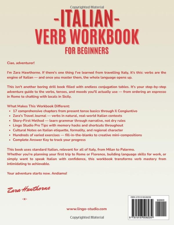 Italian Verb Workbook For Beginners: A Step-by-Step Guide to Italian Verbs, Conjugation, and Tenses (Lingo Studio Italian Learning Series) image 3