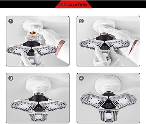 80W LED Garage Lights, Adjustable Trilights Garage Ceiling Lighting Fixture, High Bay Deformable LED Corn Light Bulbs with 8000LM 6000K for Basement Cellar Barn Warehouse Lighting, ETL Listed