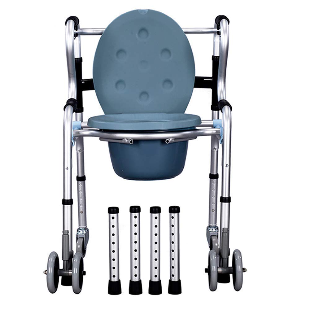 Cesta para Andador para Ancianos, Silla con Inodoro con Ruedas Multifuncional para Ancianos Cesta para Andador para Ancianos Cesta Plegable 8 Ajustes de Altura con Freno para Cada