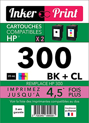 Cartouches d'encre XL compatibles HP 300 pack de 2 P-R300 consommables noir couleur imprimante