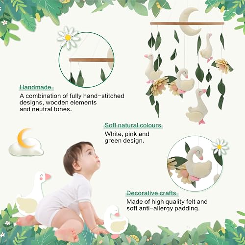 Goose Mobile for Crib Handmade Felt Nursery Decor Crib Mobile Goose for Bassinet Baby Shower Newborn Baby Gift (Goose) - Image 5