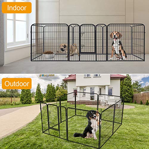 Dog Fence Puppy Pen Outdoor Pet Playpen Portable Dog Kennel Indoor Large Enclosure Heavy Duty Metal Play Yard Gate for… - Image 2