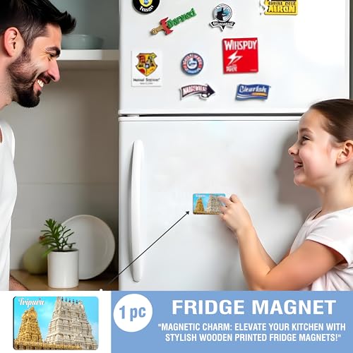 Image of Elegant Fridge Magnet with Themes |Rectangular Size Refrigerator Magnet with Magnetic Rubber Back | Pack of 1, 8.6cm X 5.4cm (Tripura)