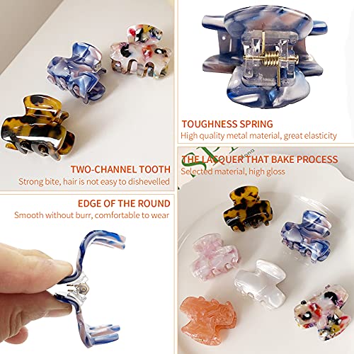 6 Pcs Vintage Small Hair Claw Clips For Women Girls Mini Tortoise Hair Jaw Clips French Style Hair Claw Clips Cellulose Acetate Leopard Print Hair Grip Catches Assorted Color #TOP4