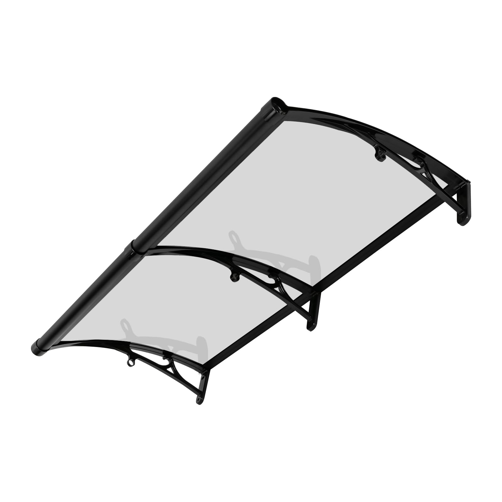 Vordach für Haustür 120x60 cm Überdachung Haustür aus Aluminium Legierung Türdach für Draußen Regenschutz Türvordach für Sonnenschutz Pultvordach für Tür Eingang Hauseingang (Klar+Schwarz)