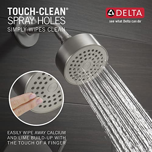 Image of Delta Faucet Modern Brushed Nickel Tub and Shower Trim Kit, Shower Faucet with Single-Spray Touch-Clean Shower Head, Stainless T14459-SS-PP (Valve Not Included)