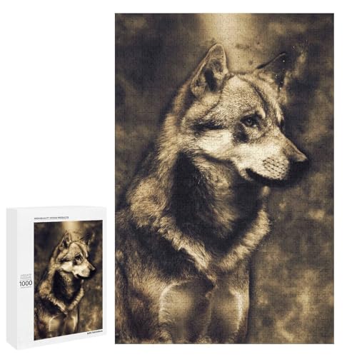 Puzzle pour adultes 1000 PCS Wolf : jeu de societe calme de qualite pour adulte