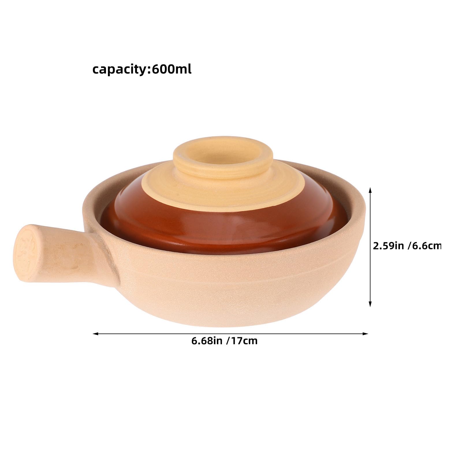 Casseruola in Argilla da Fornello 600ml con Coperchio