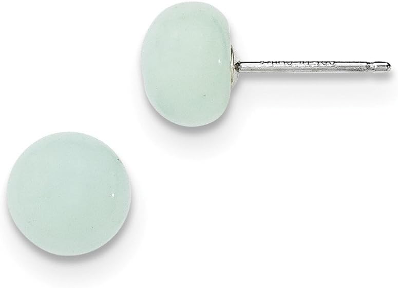 Sterling Silver 8-8.5mm Button Amazonite Post Earrings