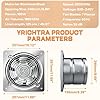 Yrichtra 250mm Ventola Aspirazione 1680m³/h - Aspiratore Cucina Potente, Silenzioso e Efficiente, Valvola Antireflusso, Industriale Estrattore per Bagno Cucina Ventilazione, Argento