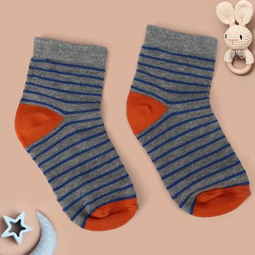 Image of Kid's Socks for Boys and Girls - Made with Soft & Breathable Cotton with Antibacterial Wash, Pack Of 5, Suitable for all day long use