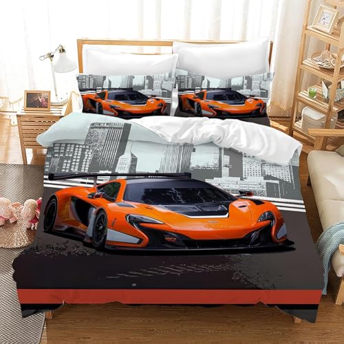 CXYXHW - Funda nórdica para coche de carreras, 135 x 200 cm, juego de cama deportivo con 2 fundas de almohada de microfibra para niños (1,135 x 200 cm)