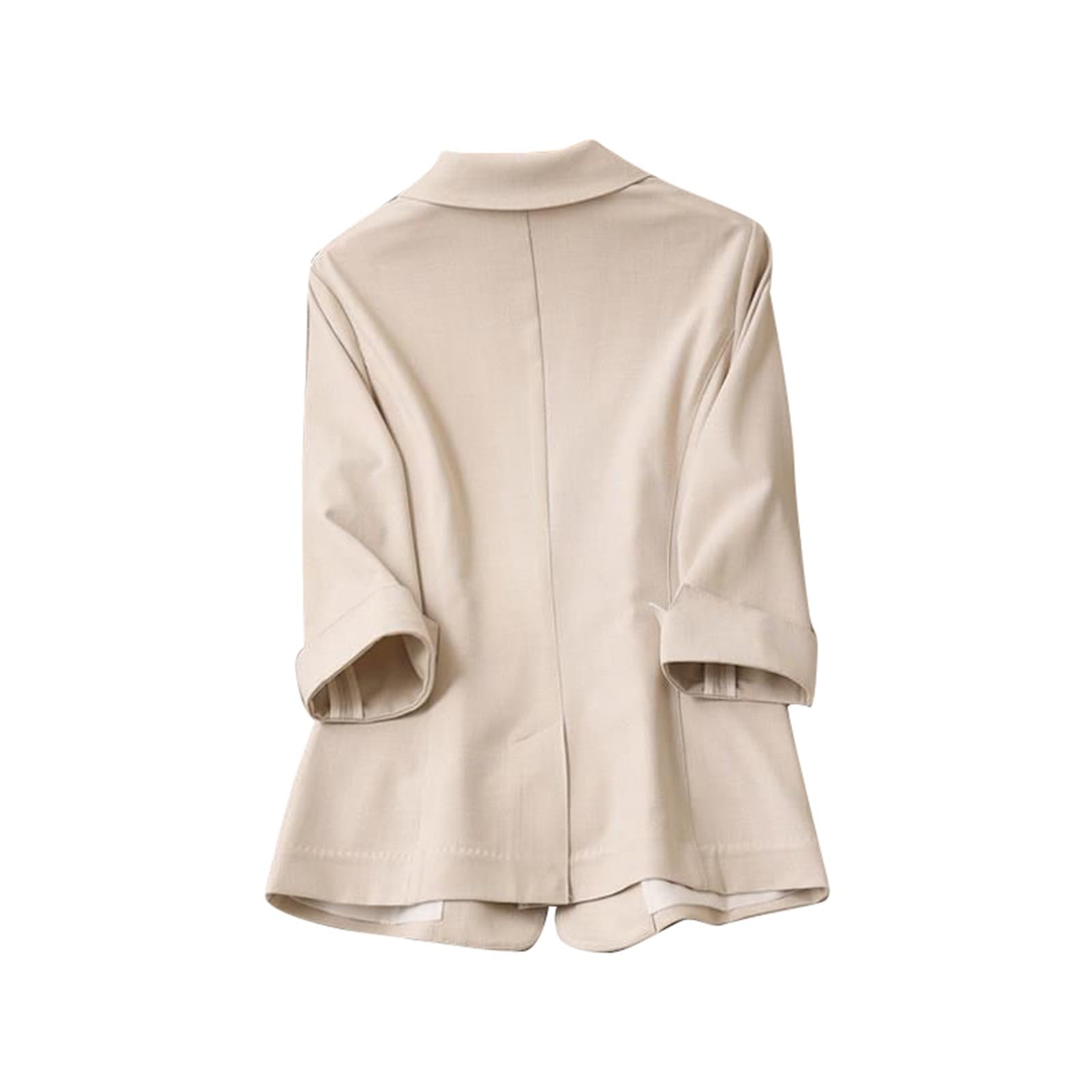 Generisch Blazer élégant pour femme - Veste de costume légère et cintrée en lin pour femme - Beige - Manches 3/4