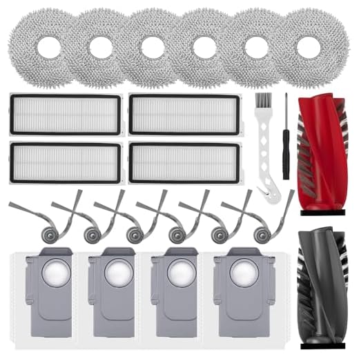 DOBIGER 24 Stück Zubehörset Kompatibel mit Roborock Qrevo Curv/P20 Pro, 2 Hauptbürste, 6 Wischtücher, 4 Waschbarer HEPA Filter, 6 Seitenbürsten, 4 Staubbeutel, 1 Reinigungsbürste, 1 Schraubendreher