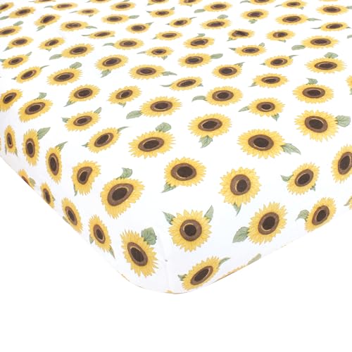 Image of Hudson Baby Unisex Baby Cotton Fitted Crib Sheet, Sunflower, One Size