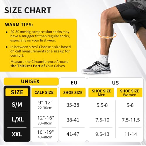 CAMBIVO Medias de Compresión Mujer Hombre 2Pares, Calcetines Compresion 20-30mmHg, Medias de Compresion Varices, Compression Socks para Deporte, Running, Avion, Viaje, Ciclismo, Senderismo, Enfermera - imagen 3