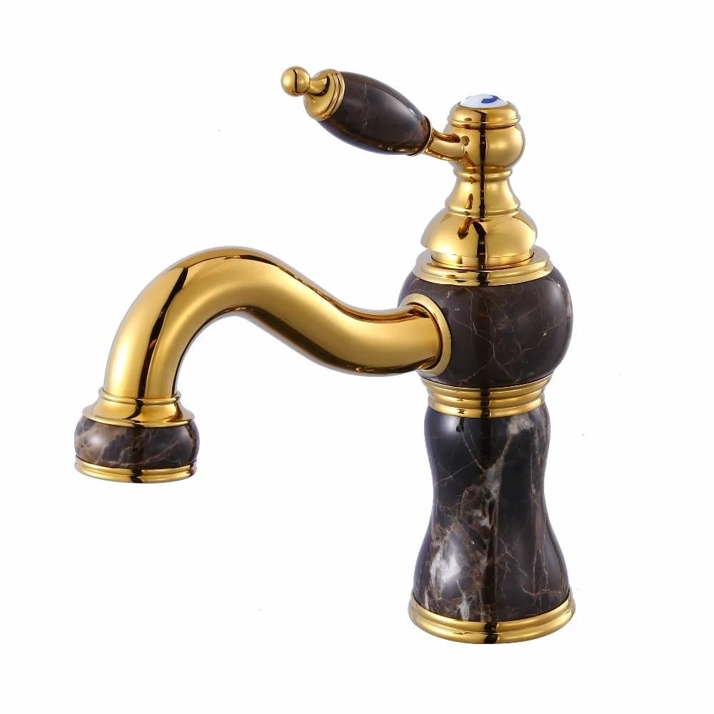 Lavabo de salle de bains à effet marbre et robinet pivotant XT-1006 anti-éclaboussures