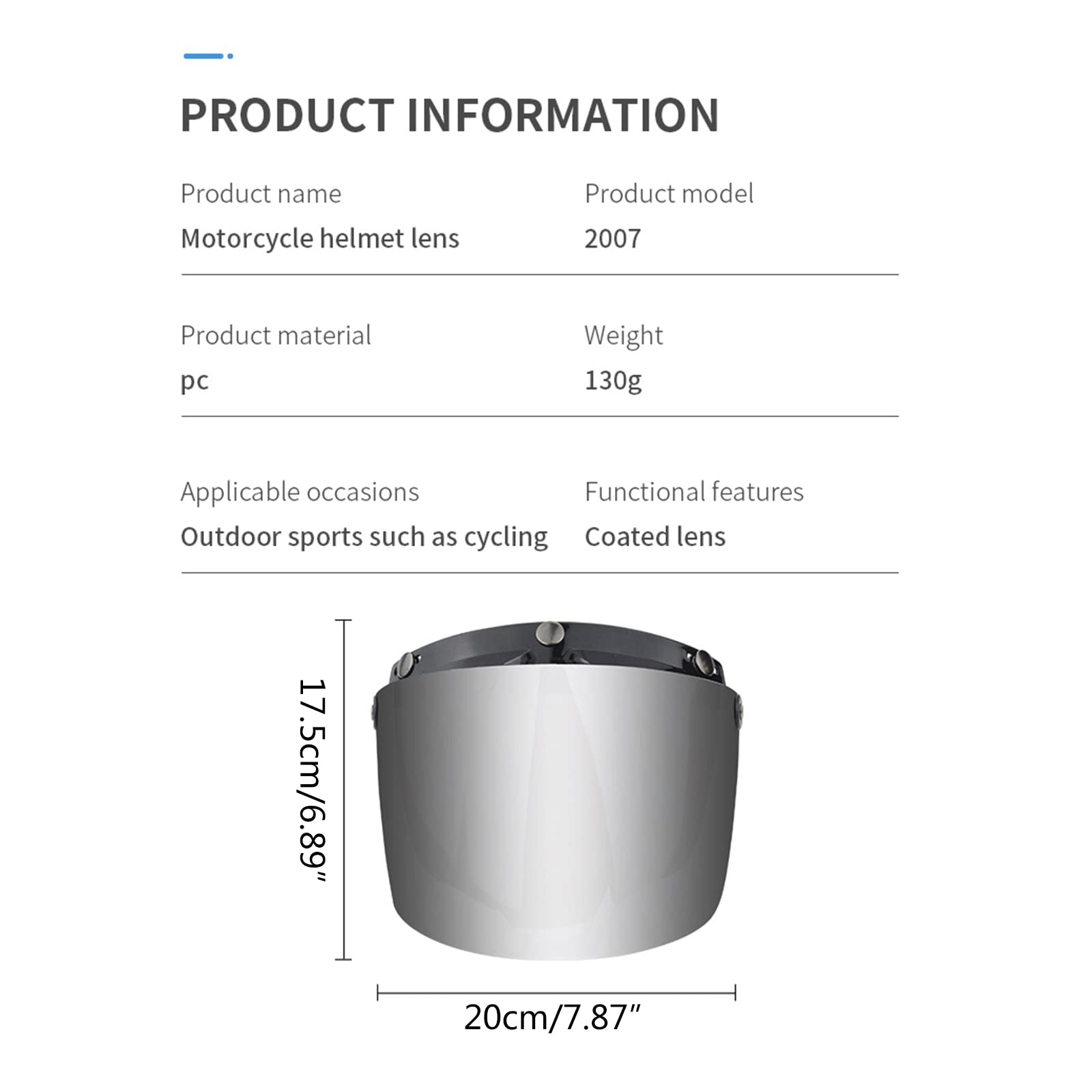 Hisocute Motorcycle Helmets Lens Windshield Protective Cover Replacement 3-snap Shield- Motorcycle Helmets Replacement