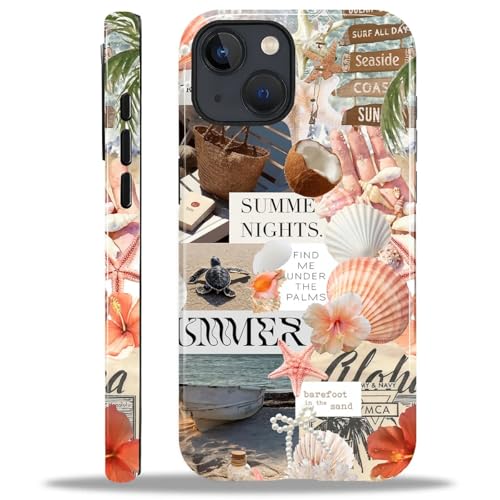 Coque iPhone 15 Plus VisEnt antichoc double couche au design collage d'été bohème