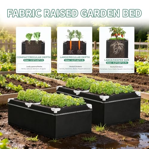 Macetero de tela elevado 100x50x30cm verde para cultivar flores y calabacines 4