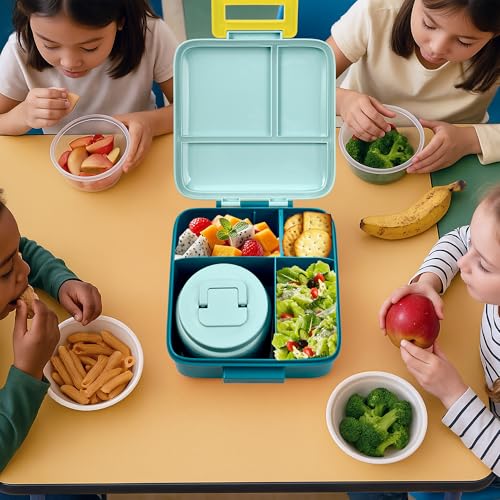 Image of Bento Lunch Box for Kids with 8oz Soup Thermo Leak-Proof Lunch Food Containers with Snack Sauce Container for Kid Girls Boys to School