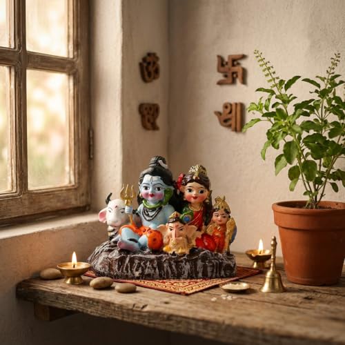 Image of ZAICUS Shiv Parivar Idol for Home Temple Decor | Lord Shiva Family Statue Murti for Pooja Room, Mandir, Spiritual Gift & Religious Decoration